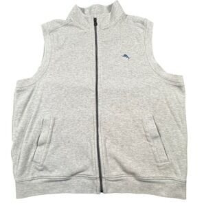 Tommy Bahama Full Zip Vest Casual Weekend Fall Sweater‎ Heather Gray Large